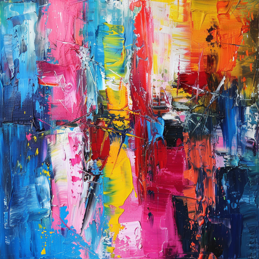 Abstract Expressionism Oil Painting Vibrant Colorful Wall Art Canvas Print-image
