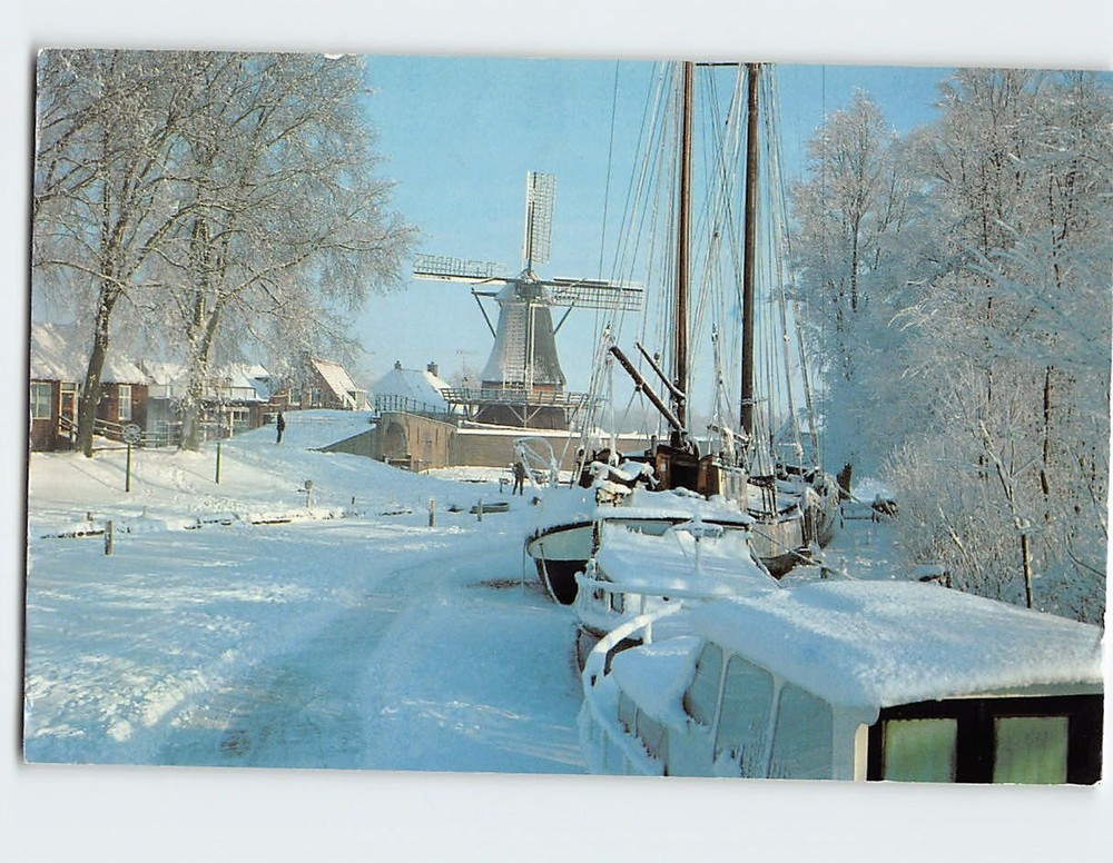 Postcard Octagonal Thatched Mill Sloten Netherlands