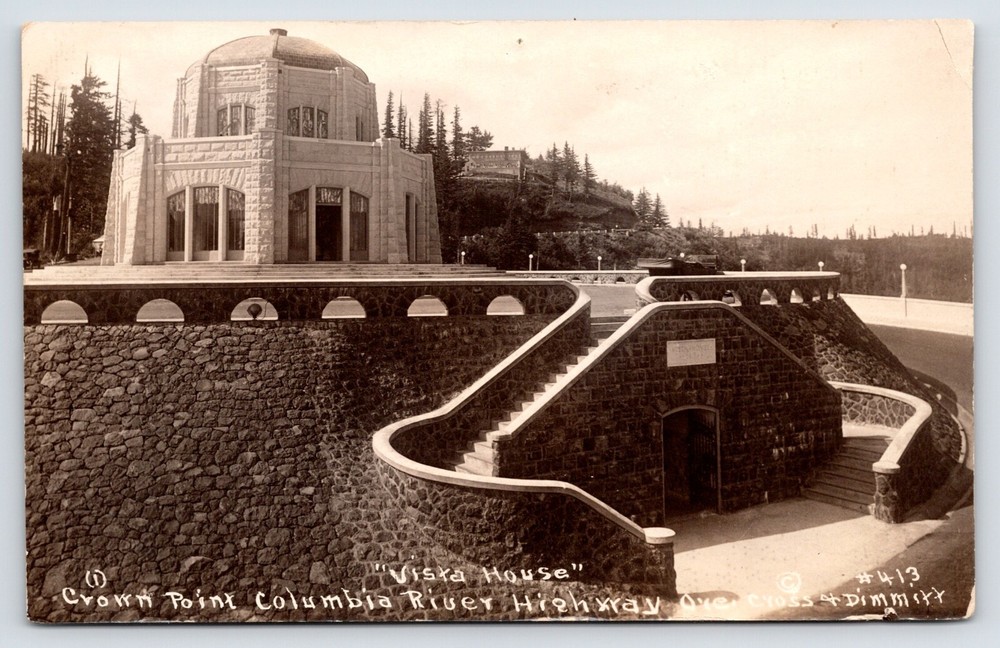 Postcard RPPC, Vista House, Grown Point, Columbia River Hwy, Oregon Unposted