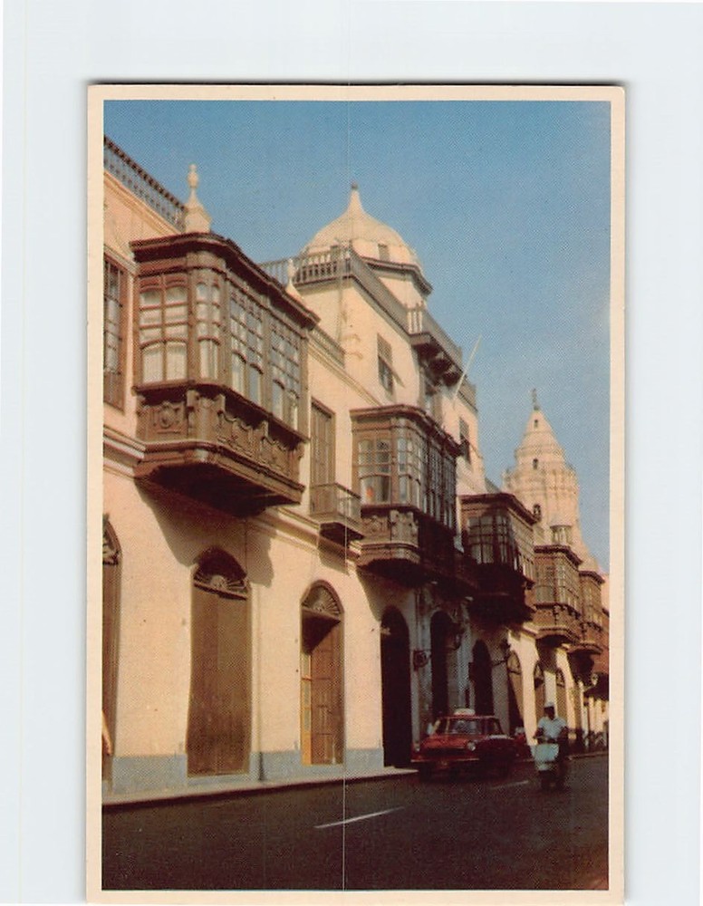 Postcard Colonial Balconies Casa de Oquendo Lima Peru