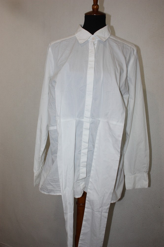 Cabi Sz XL White Republic Blouse Hidden Buttons Long Sleeves Belted Style #925