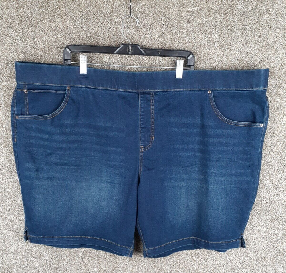 Terra & Sky Shorts Women's 4X (28W-30W) Dark Wash Pull On Denim Bermuda NWT