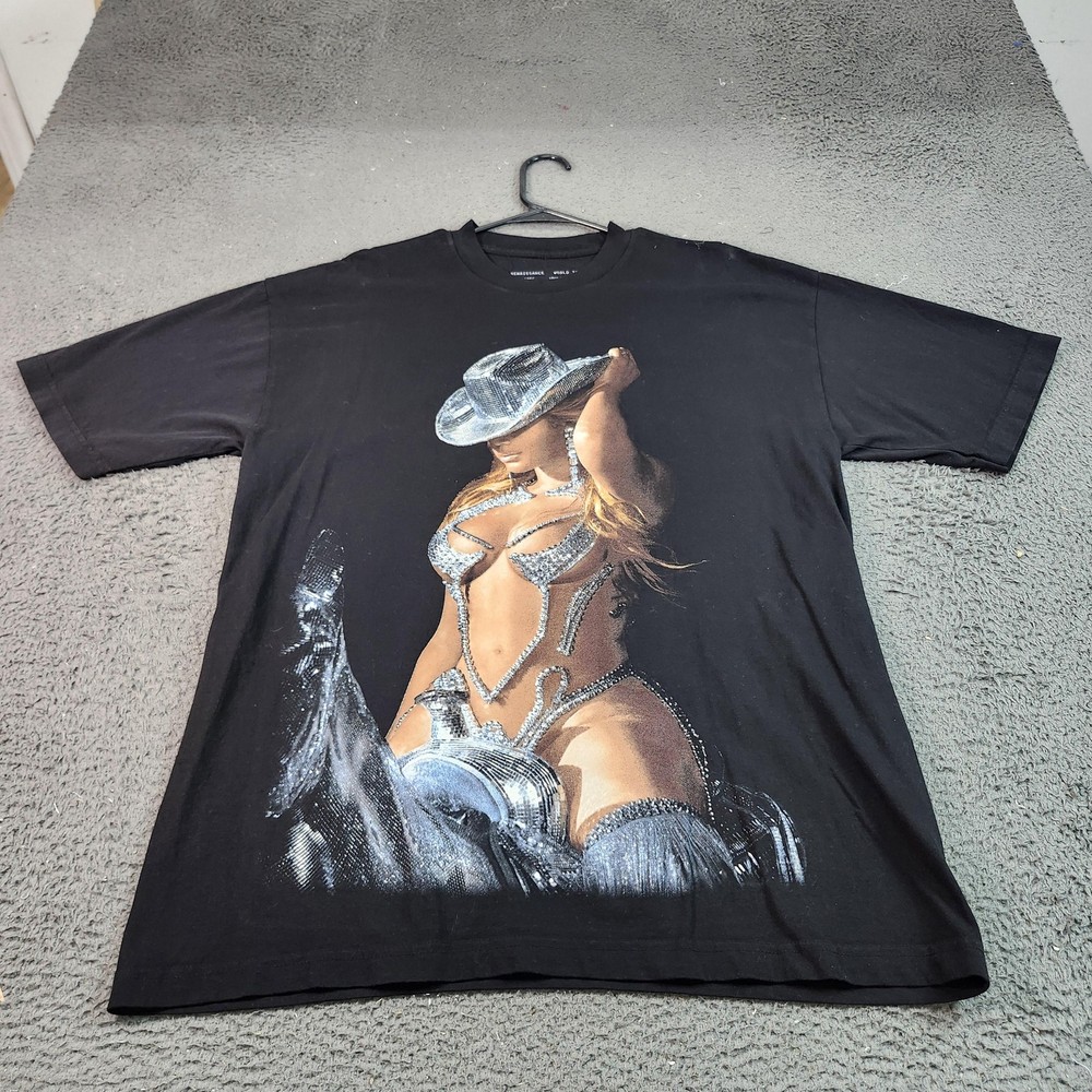Beyonce Renaissance World Tour Shirt Mens Large Black 2023 Graphic Tee Made USA