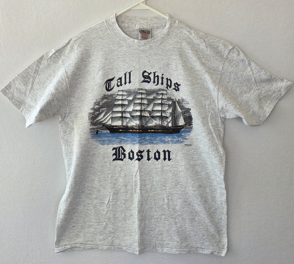 VTG Tall Ships Boston T Shirt SZ L Massachusetts Sailing Boat USA Single Stitch