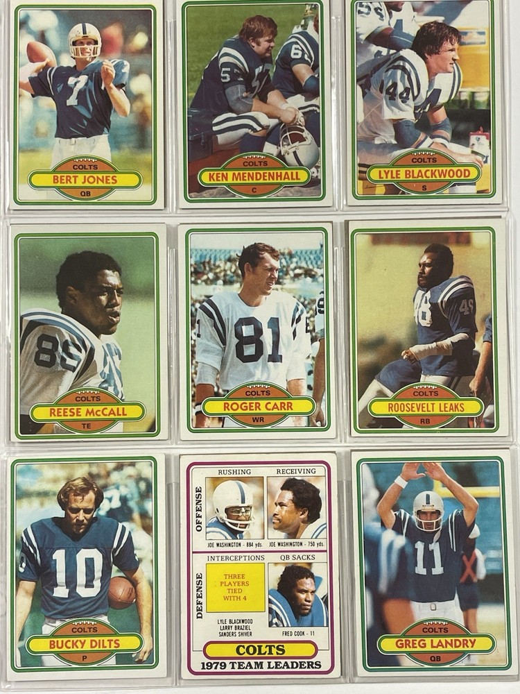 1980 Topps Football Baltimore Colts Team Set - Lot Of 17 Cards