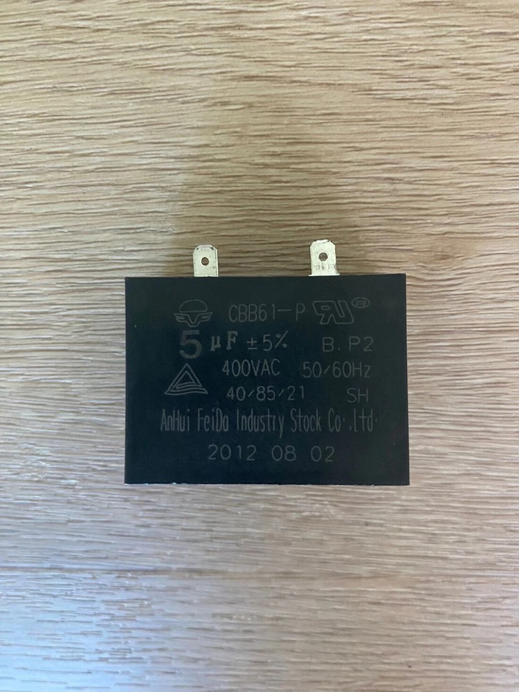 1458375 CBB61-P Westinghouse fridge capacitor 5µf 400V 2 small pin run WSE6100