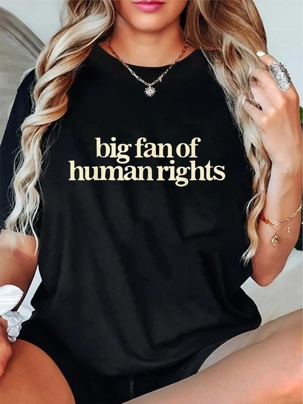 100% Cotton Unisex Big Fan Of Human Rights Retro Equality Statement Art T-Shirt