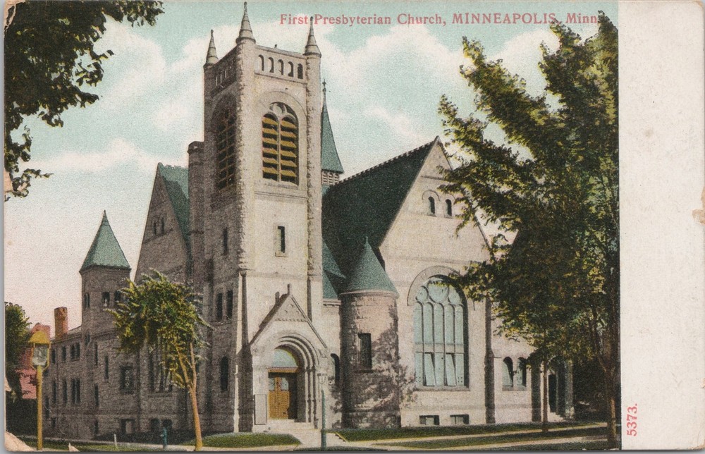 State View~First Presbyterian Corner Church~Minneapolis MN~Vintage Postcard