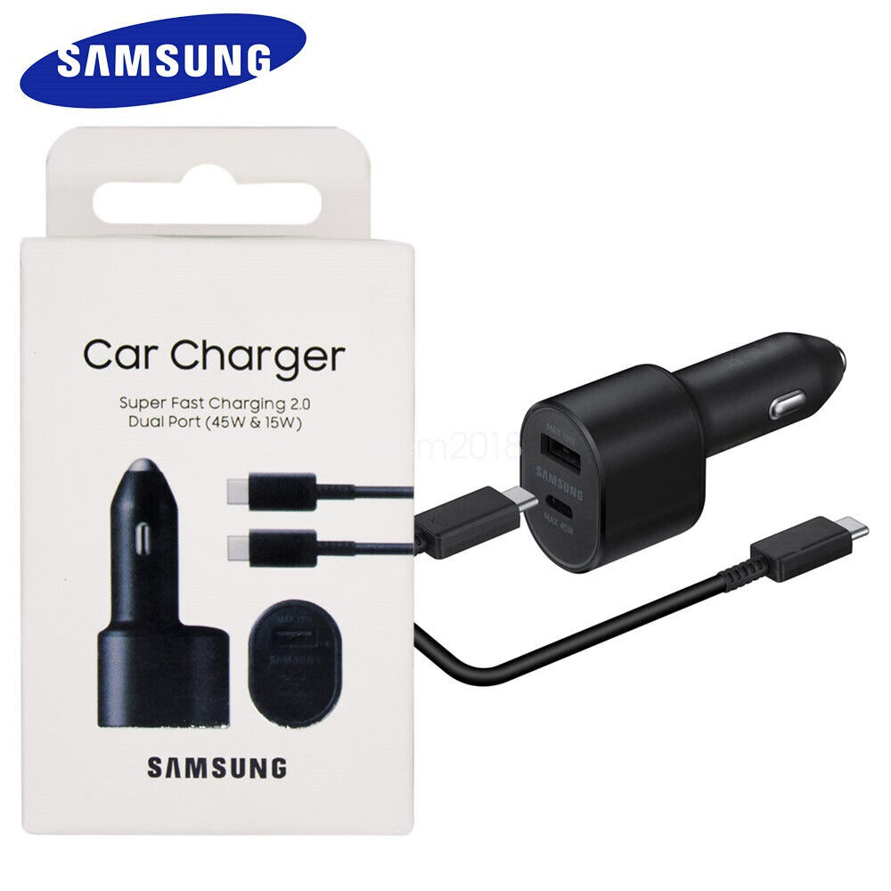 Para Samsung 45W Doble Puerto Carga Rápida Cargador Coche USB Tipo-C Cable Galaxy Nuevo