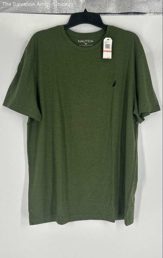 Nautica Mens Green Cotton Blend Crew Neck Short Sleeve Pullover T-Shirt Size 3XL