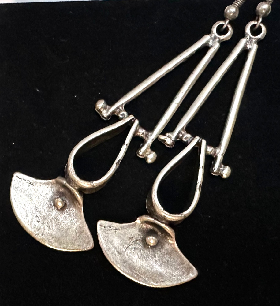 Vtg Costume Silver Tone Unique Abstract Pierced Earrings Jewelry Lot I