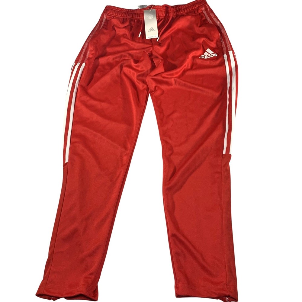 Adidas Prime Green Mens Sweatpants Size Medium Red Three Striped Drawstrings NWT
