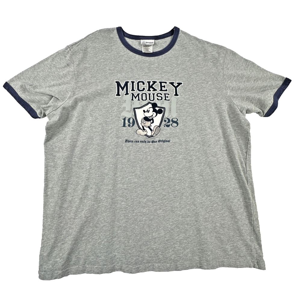 Disneyland Resort Mickey Mouse Gray & Blue 1928 T-Shirt. Men's Size XXL