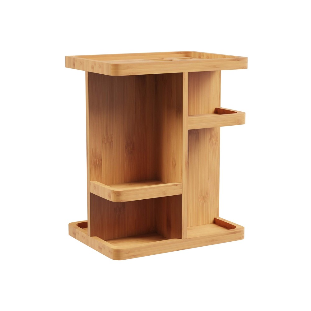 Makeup Organizer - Rotating Eco-Friendly Compact Modern Bamboo Skincare Cosme...