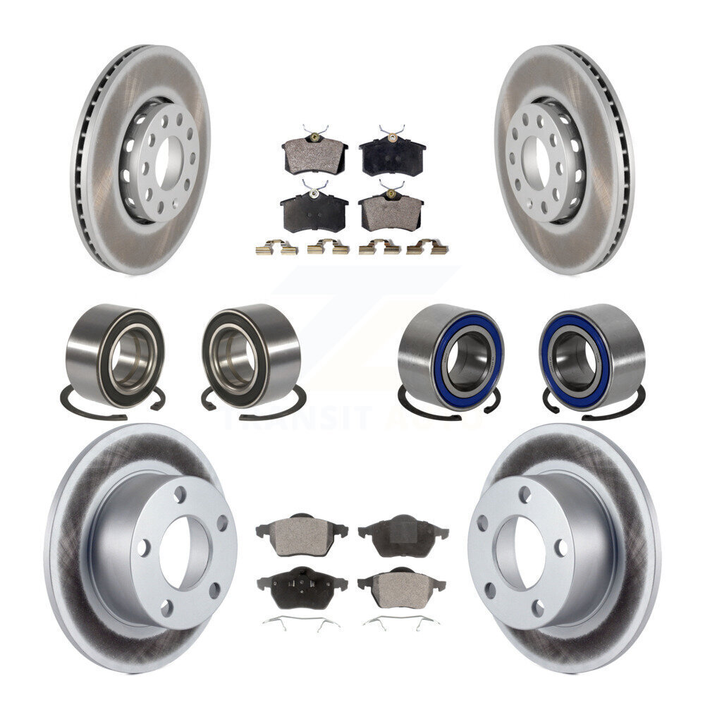 Bearing Coated Disc Brake Rotor Pads Front Rear Kit (10Pc) For Volkswagen Passat