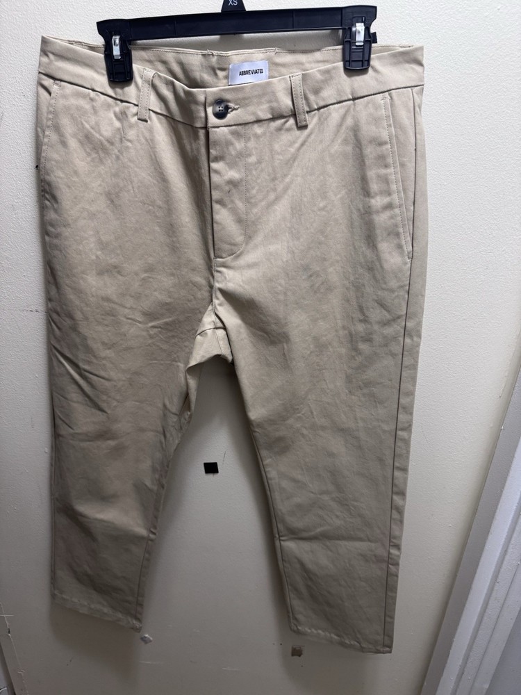 Abbreviated Men’s Tan Chino Trousers - Classic Straight Fit size 34x26