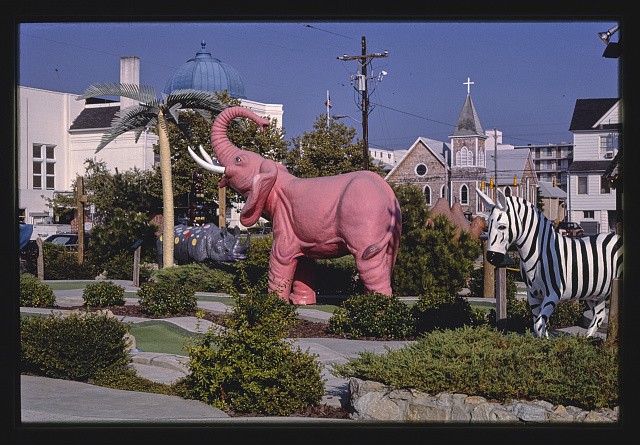 Photo:Ocean City Maryland 1985 Bamboo Golf Pink Elephant Mini Golf