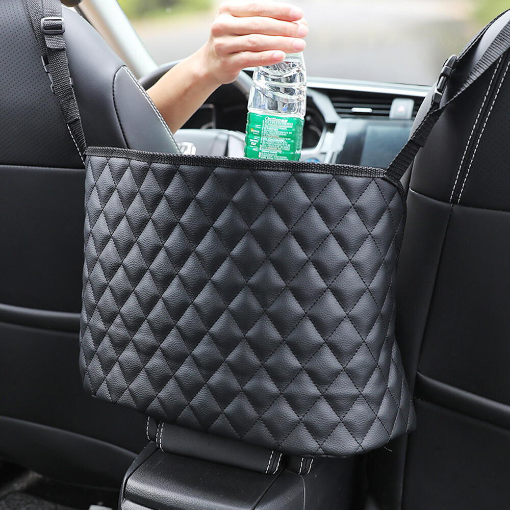 1Pc Car Seat Storage Handbag Holding Net Leather Hanging Storage Bags Accessory