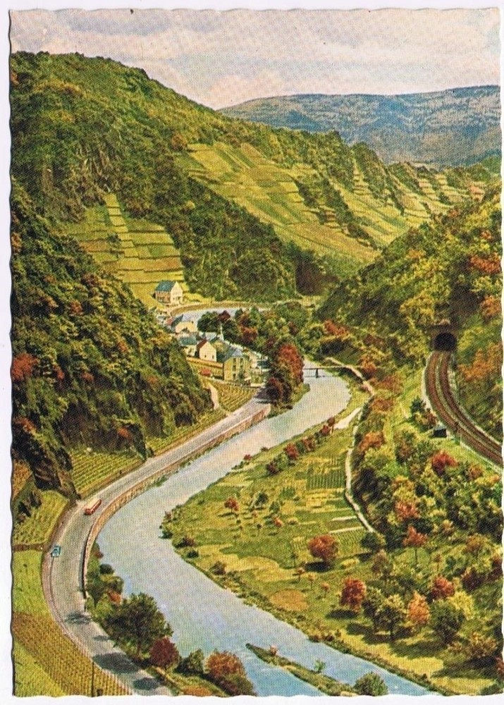 Germany Postcard Altenahr View Ahr Valley Village Reimerzhofen From Castle Are