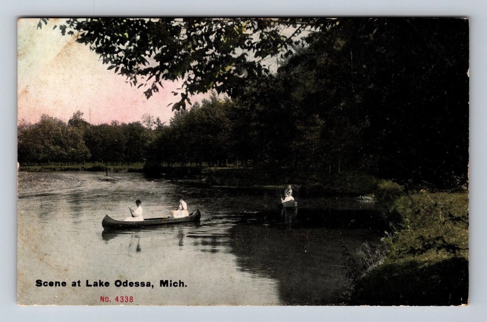 Lake Odessa MI-Michigan Scenic View Boating Vintage Postcard