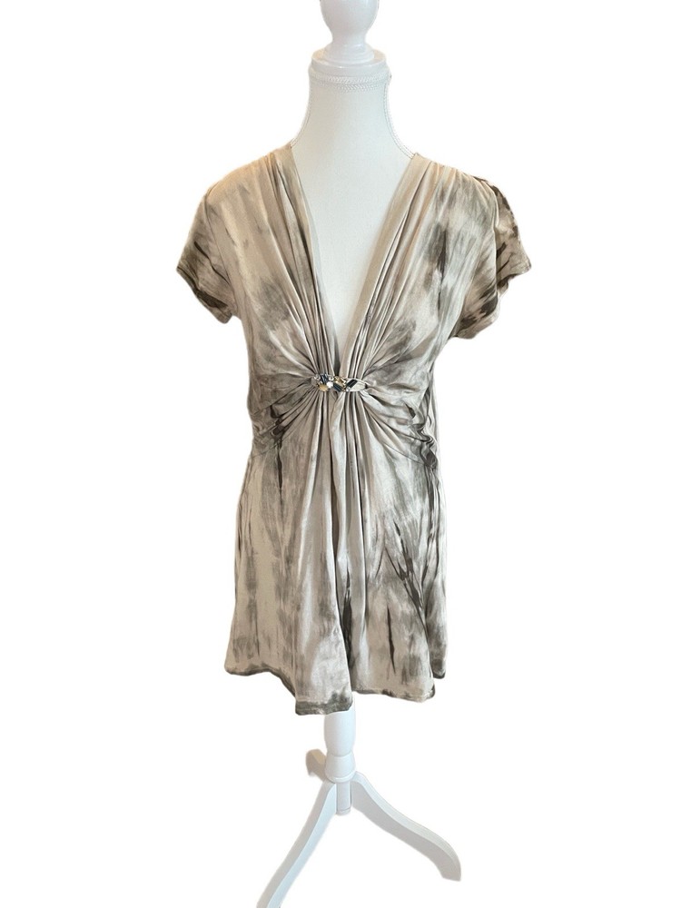 VTG 90s Y2k Fairy Grunge Beads Tie Dye Brown Cream Size Medium