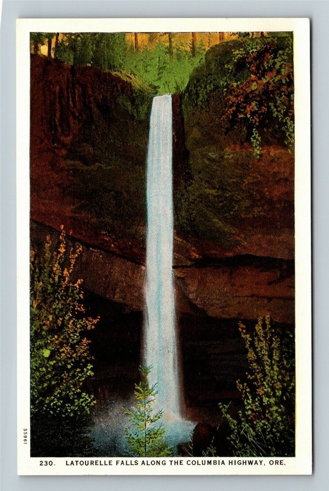 Columbia River Highway OR-Oregon, Latourelle Falls Vintage Souvenir Postcard