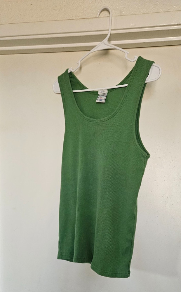 Old Navy ribbed stretch tank top womens sleeveless green XXL perfect fit cotton