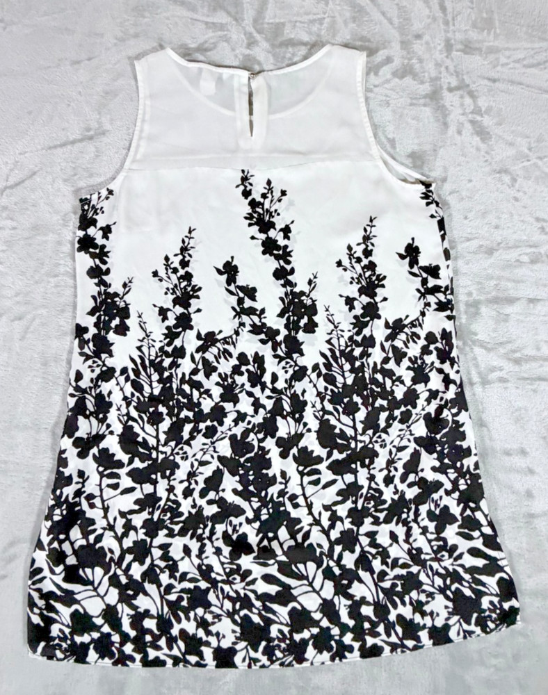 White House Black Market sleeveless floral top in white and black womens S