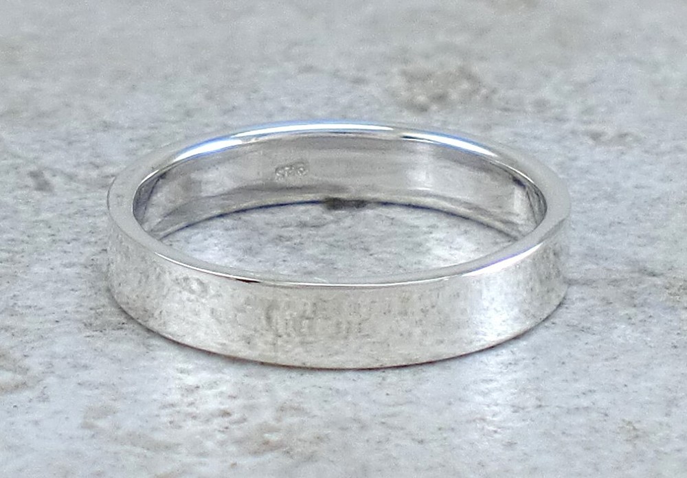 HIGH POLISH 925 STERLING SILVER 4MM WIDE FLAT BAND RING size 9 style# r3152