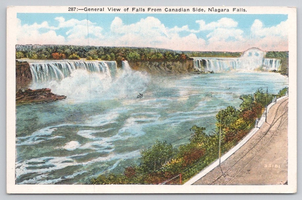 Vintage Niagara Falls Postcard - Canadian Side View, Horseshoe Falls c.1910s