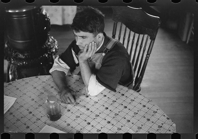 Photo:Lowell Massachusetts Portuguese Farmer 1941 Portrait at Table
