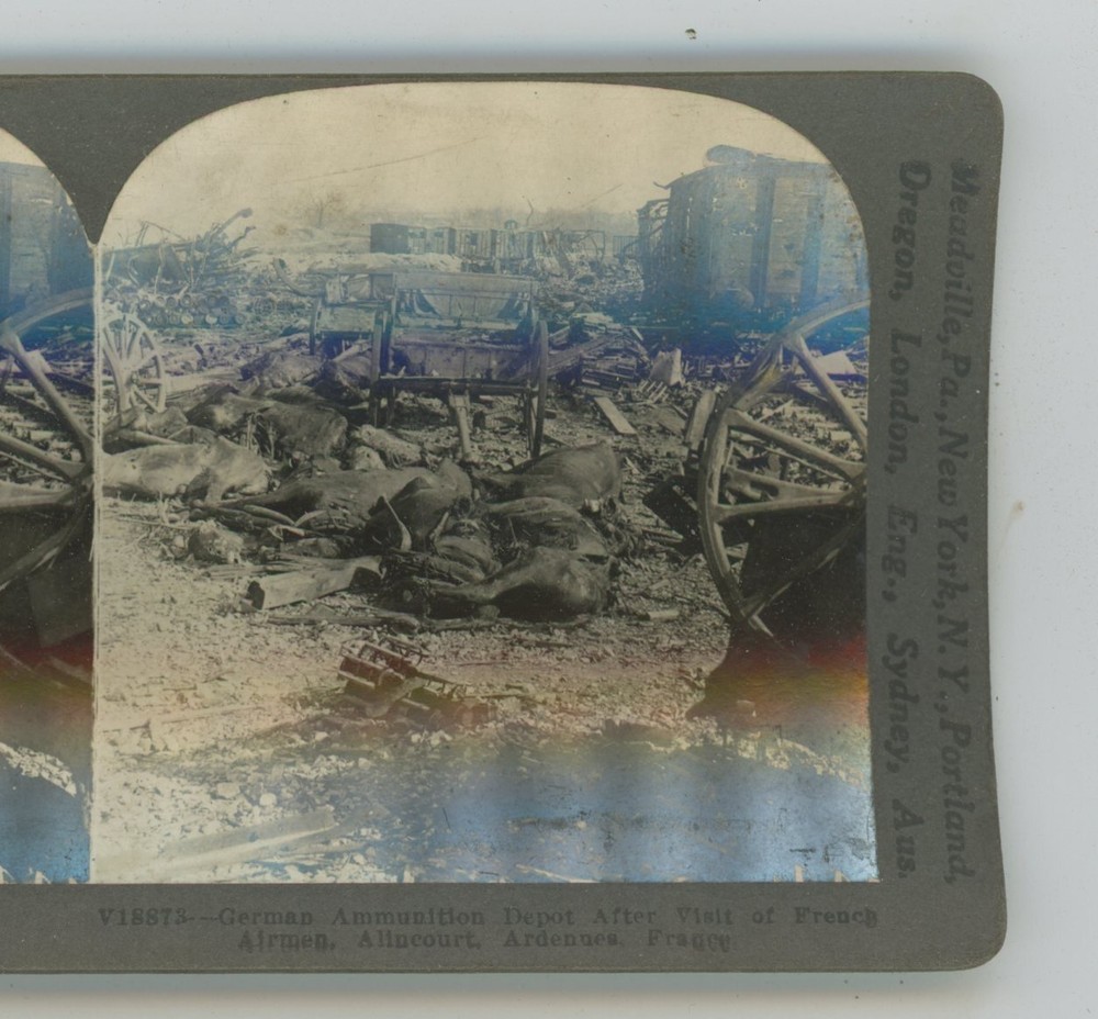 German Ammunition Depot Alincourt France WWI Keystone Stereoview
