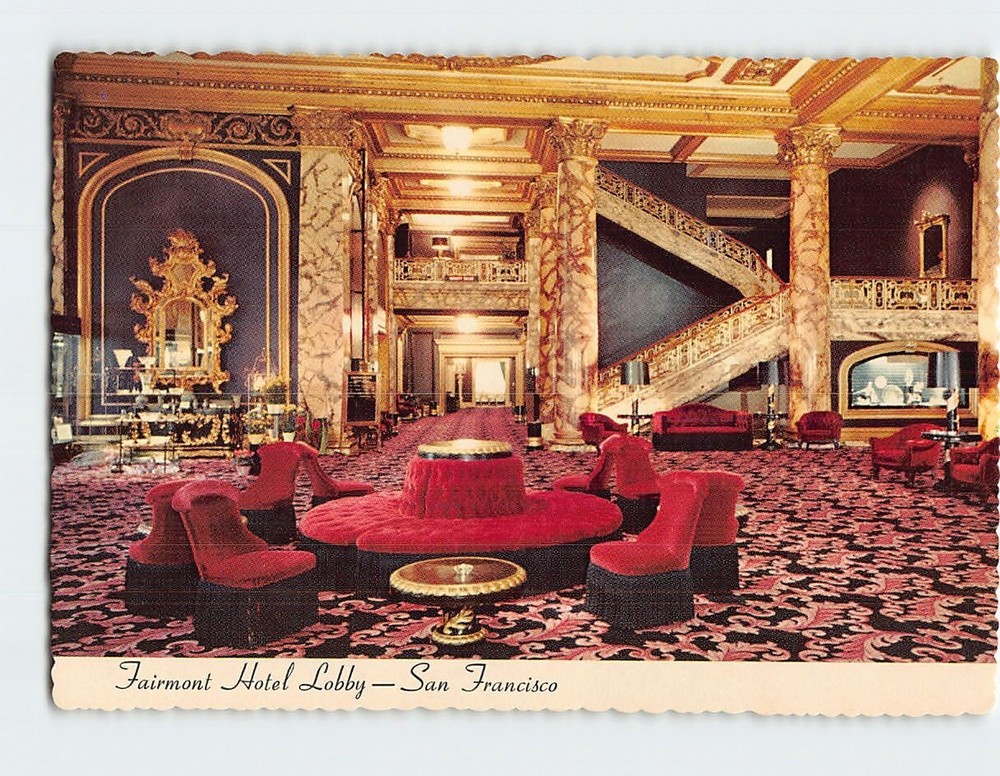 Postcard Fairmont Hotel Lobby San Francisco California USA