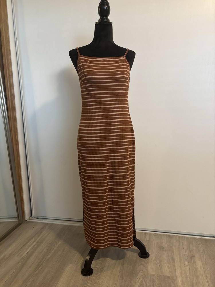 Fall Grungy Dress for Women Sz XL Burnt Orange Stripe White 90’s Grunge Punk