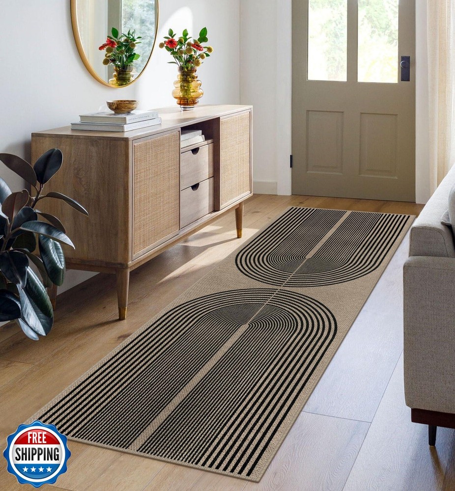 Colorful Washable Jute Runner Rug for Hallway 2x6 Easy Care