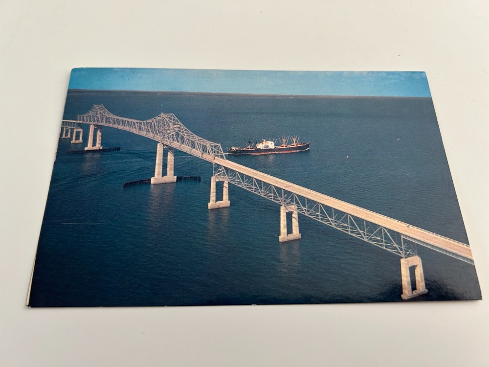 Sunshine Skyway connecting St Petersburg with Manatee County Florida Postcard