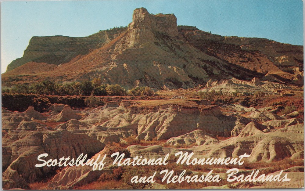 National & State Parks~Nebraska Badlands~Scottsbluff Monument~Vintage Postcard