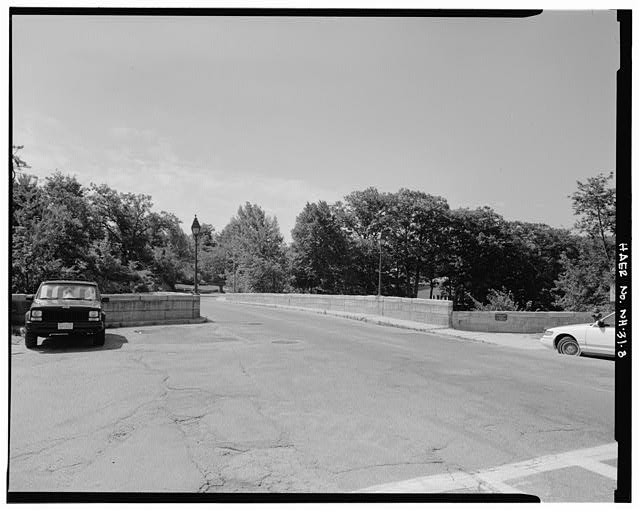 8. View south-southwest, north approach to bridge, showing sidewalk - Edna Dean