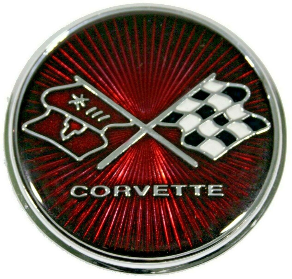 1975-1976 Corvette Fuel Gas Door Lid Emblem Gas Cross Flags Sunburst Badge NEW