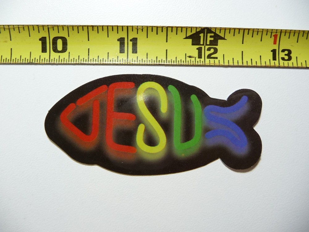 Jesus fish neon sticker decal colorful fun vibrant design