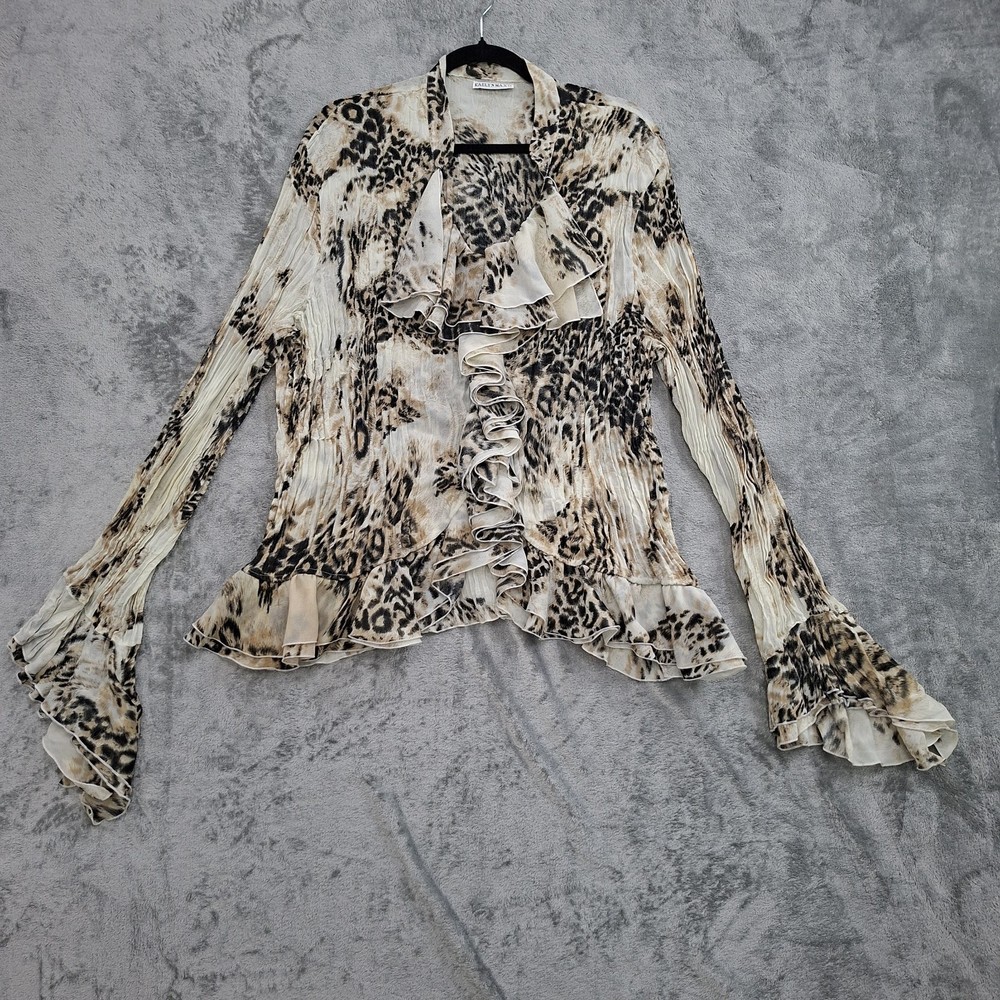 Y2K Kaelyn Max II Animal Print Abstract Forest Fairy Top Plus 3X Crinkle Button-image