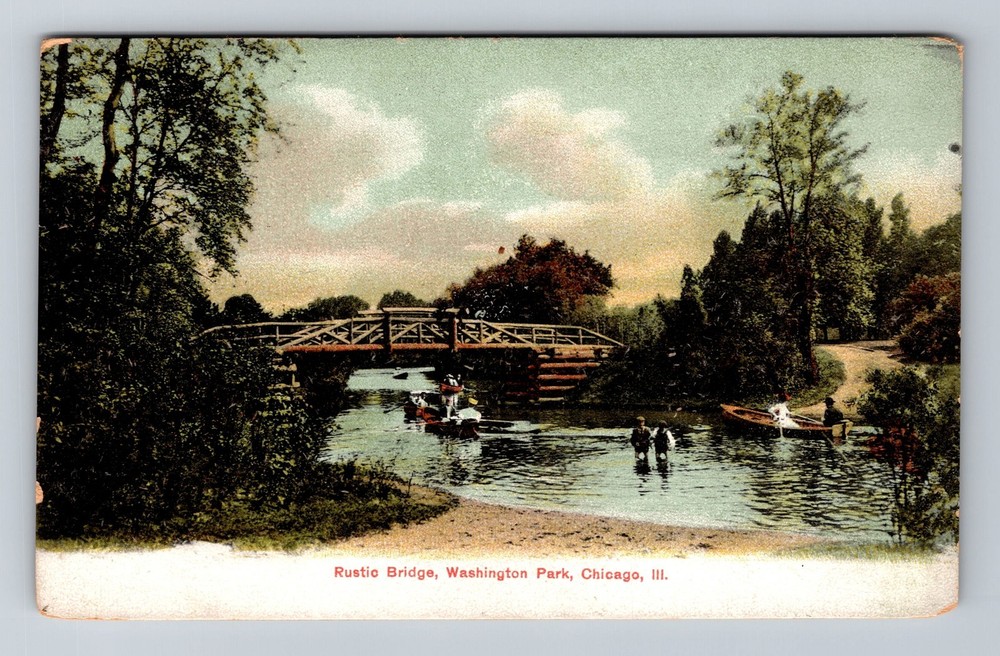 Chicago IL-Illinois Rustic Bridge Washington Park Vintage Postcard Standard Old