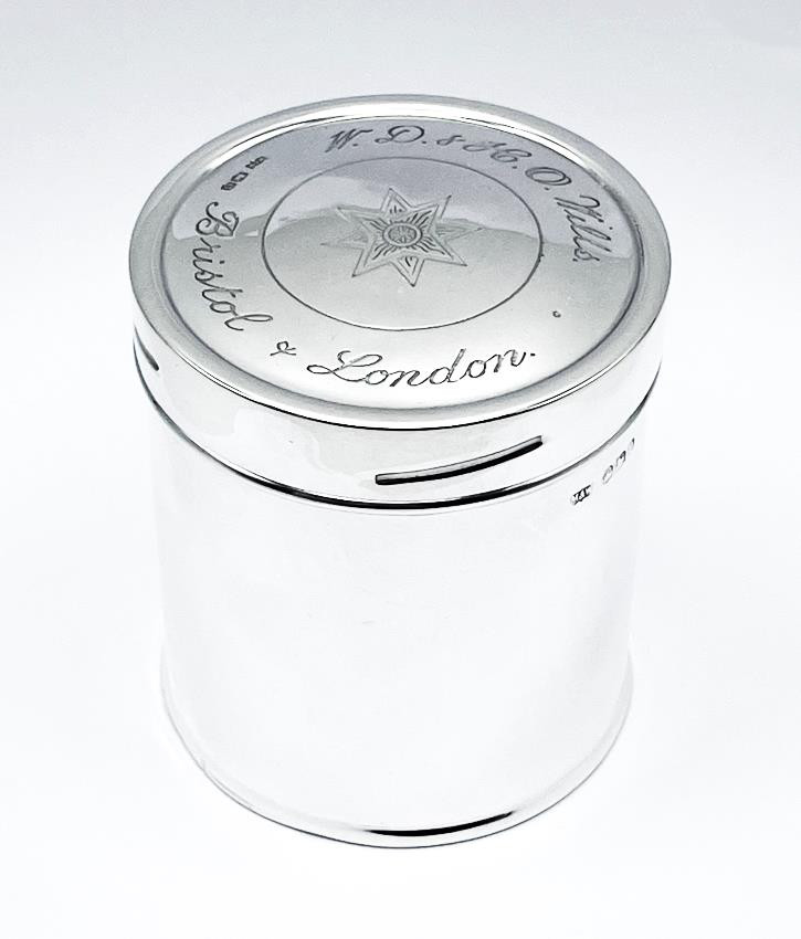 RARE SILVER CIGARETTE CANISTER W.D. & H.O. WILLS SHEFFIELD 1931 MAPPIN & WEBB