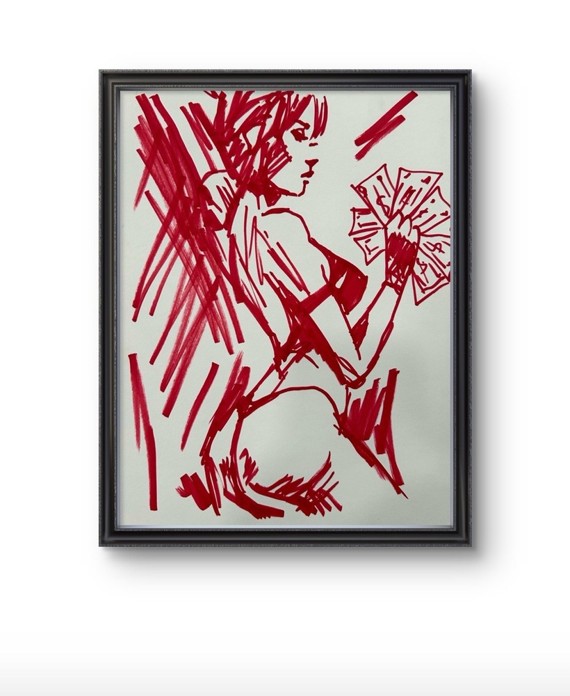 Original Abstract Female Figure Painting 9x12 paper Modern Wall Art Home Decor