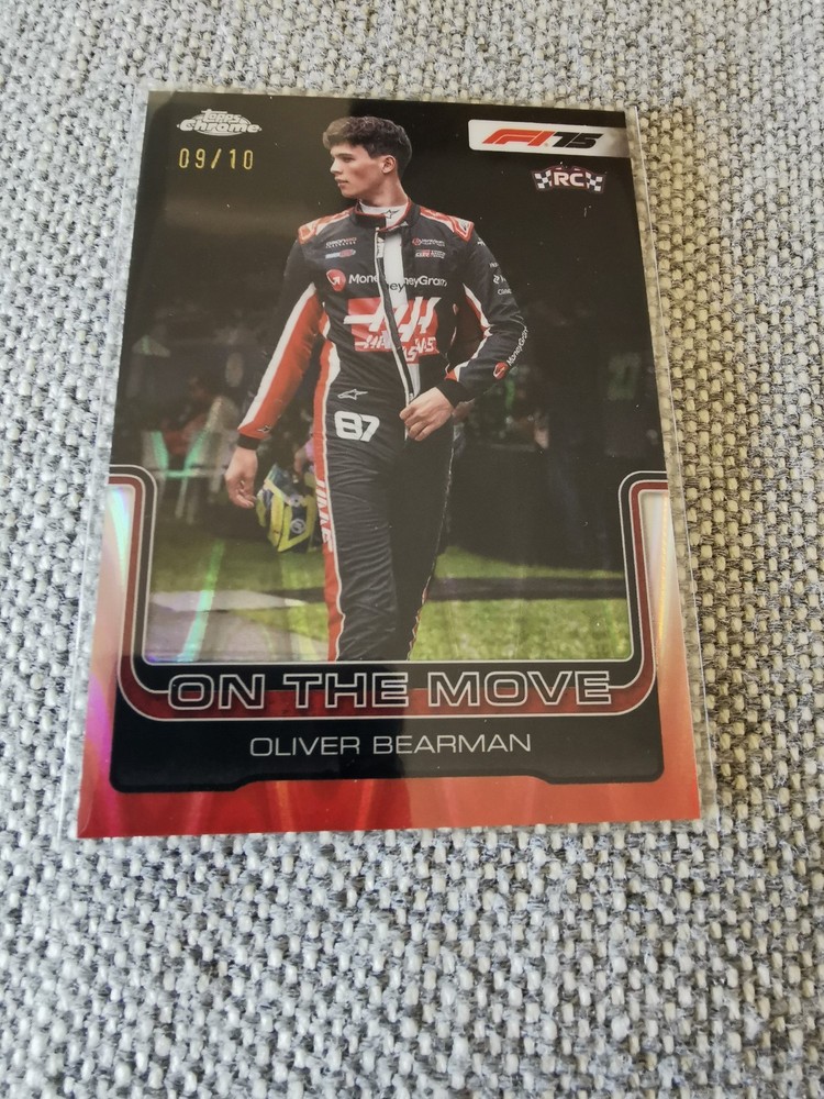 2025 Topps Chrome Formula 1 F1 Oliver Bearman On The Move Anniversary 09/10 RC
