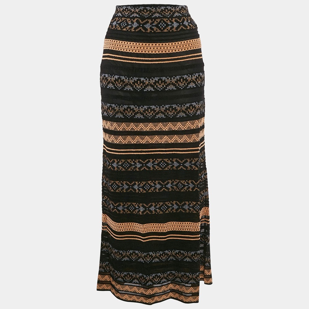 M Missoni Multicolor Patterned Knit Maxi Skirt S