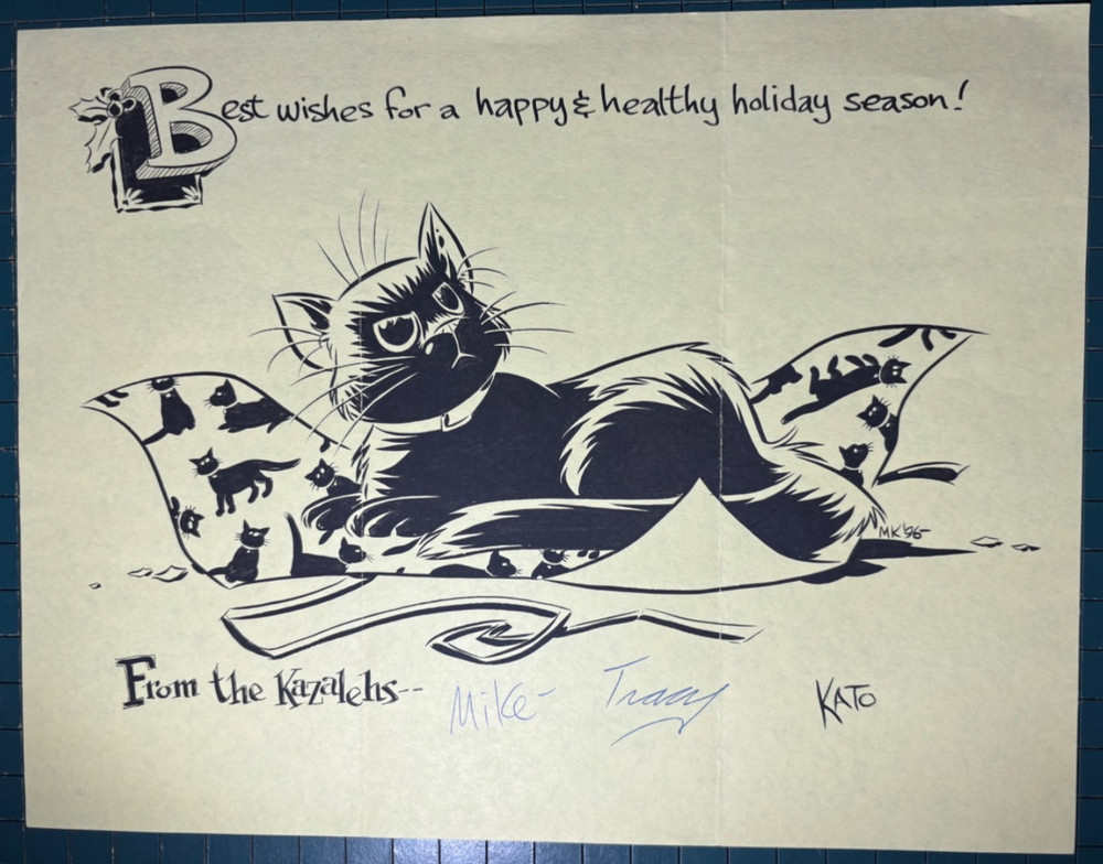 Mike Kazaleh Holiday Greetings Card 1996 - Rare 1-Page Kazaleh Art Letter-Size