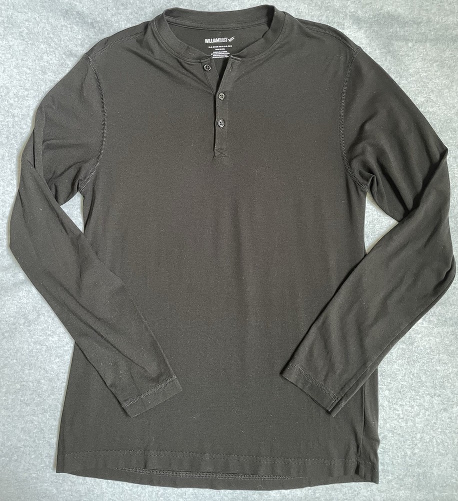 William Rast Long Sleeve Henley Shirt Mens M Pima Cotton Modal Blend Casual Slim