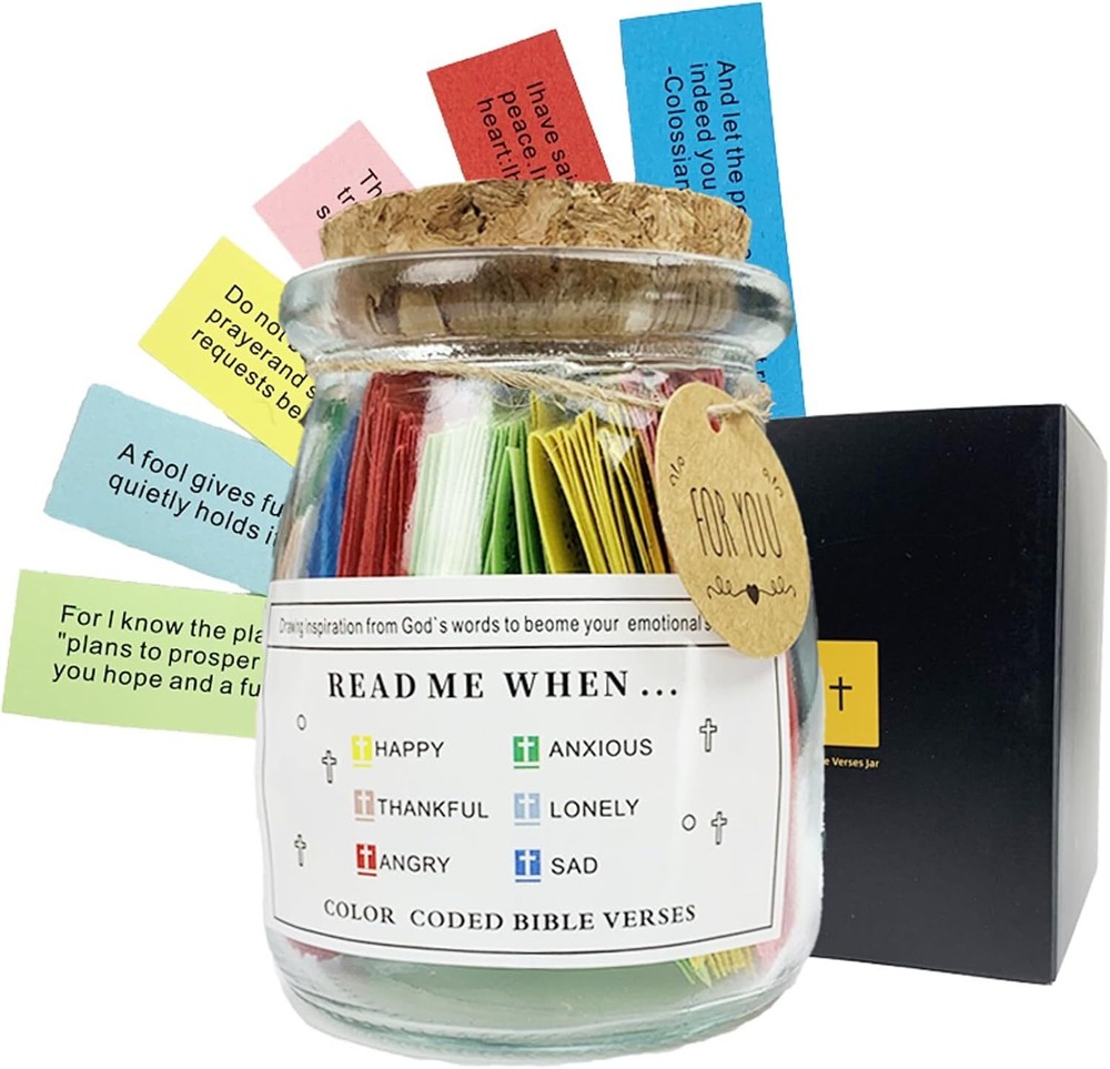 Bible Verse Jar,Scripture Prayer Cards Hope Jar,Religious multicolor