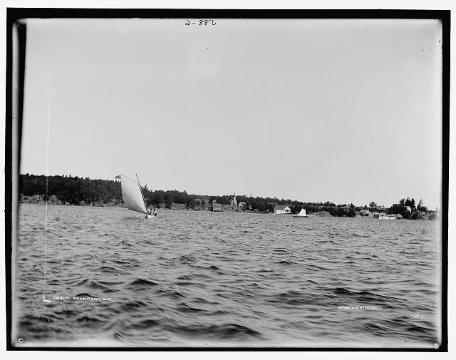 Rockport,sailboats,water sports,waves,Ontario,Canada,Detroit Publishing Co,1880
